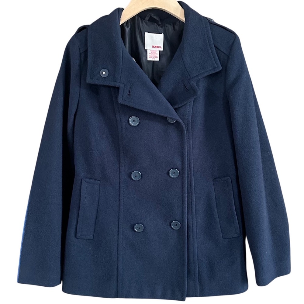 Bongo Pea Coat Women Medium Navy Excellent Preppy Minimalist Nautical Retro